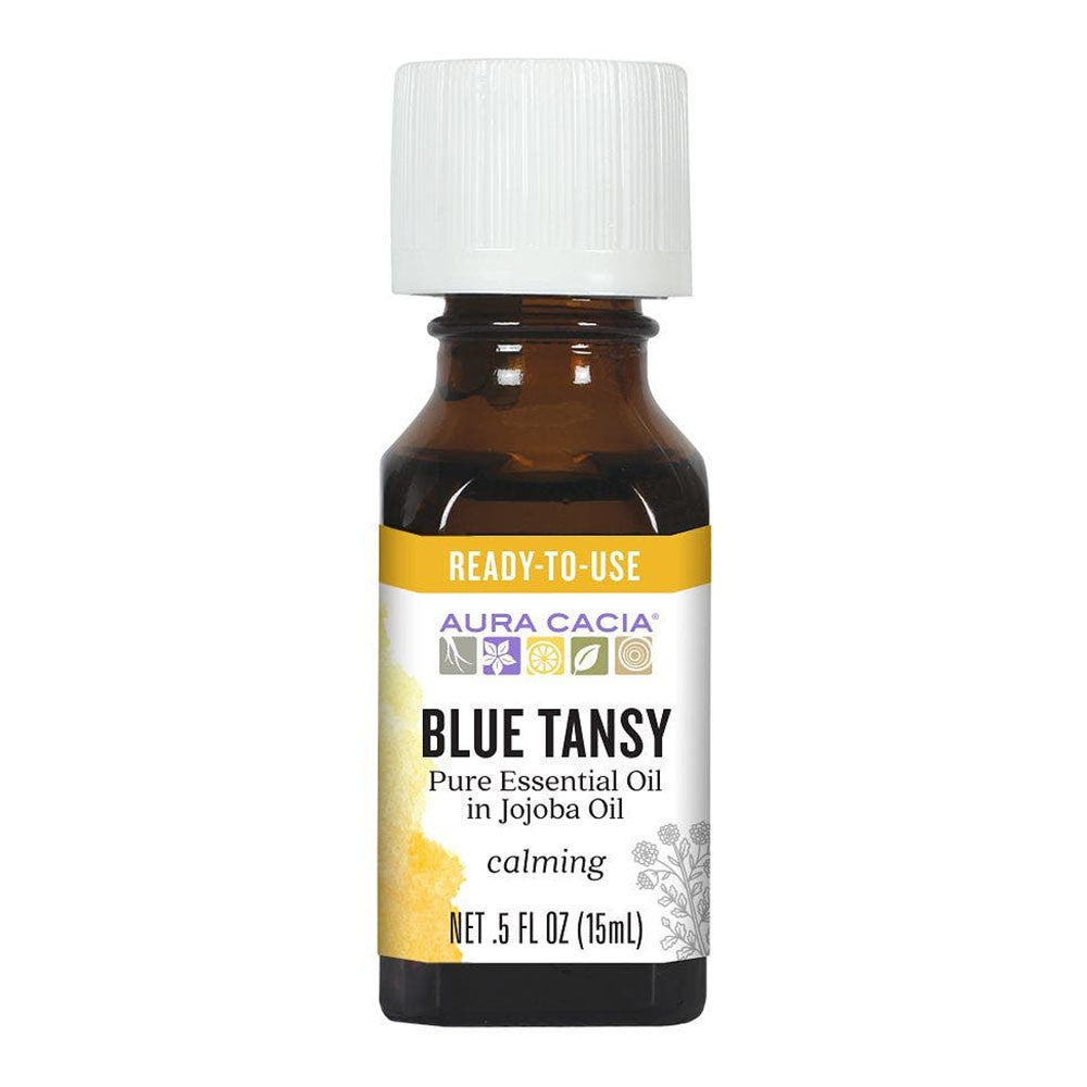 Aura Cacia Blue Tansy Pure Essential Oil in Jojoba Oil, 0.5 Oz